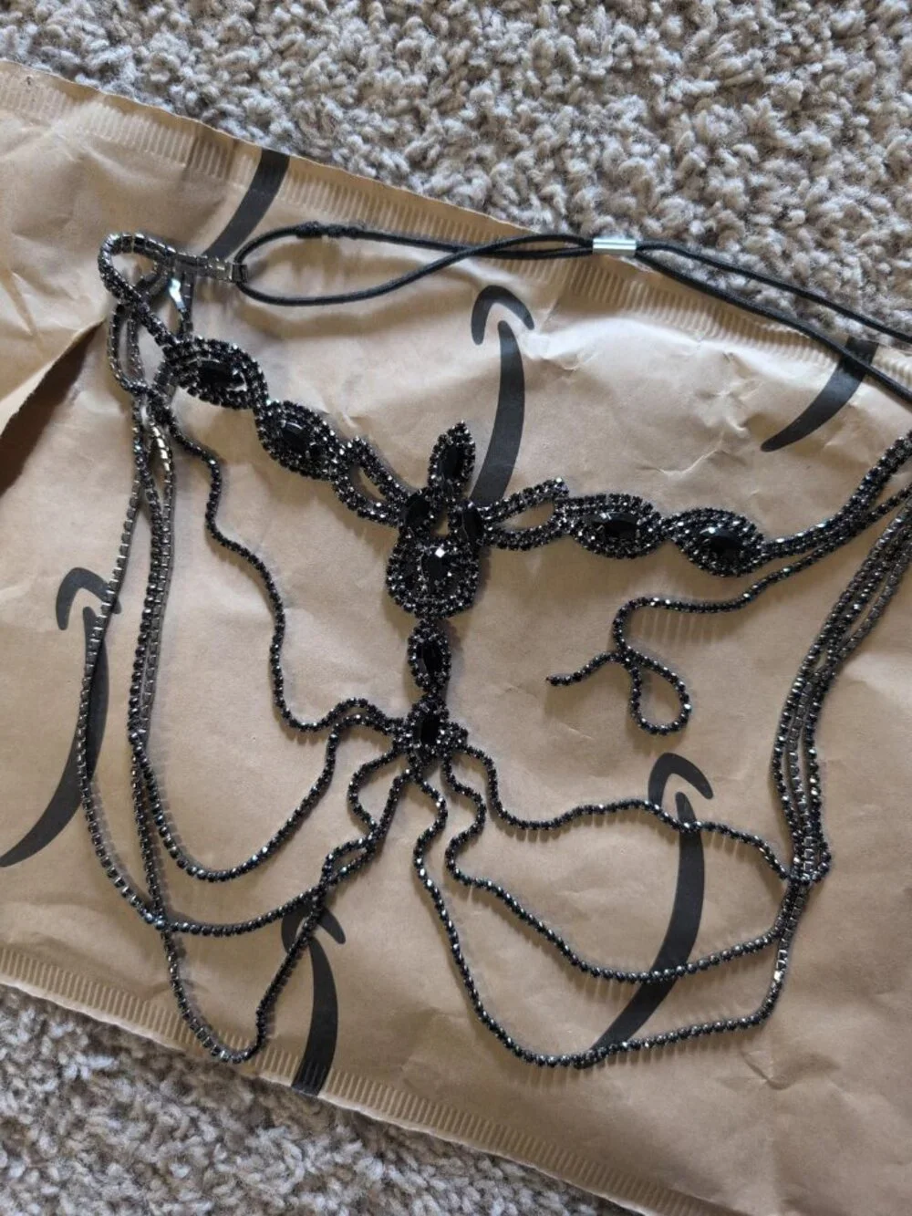 Rhinestone Tassel Veil Mask